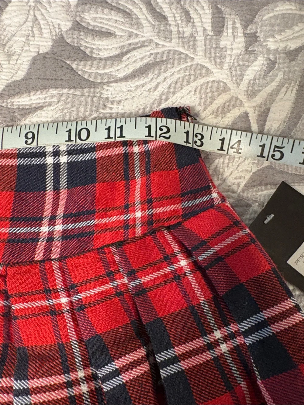 Red Plaid Pleated Mini Skirt with Black Tulle Hem